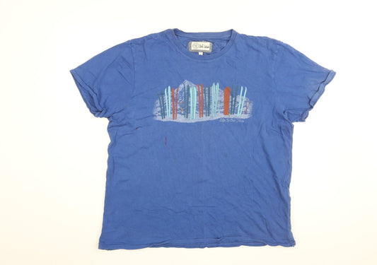 Fat Face Mens Blue Cotton T-Shirt Size L Round Neck - Life Is Out There