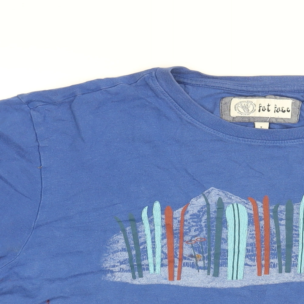 Fat Face Mens Blue Cotton T-Shirt Size L Round Neck - Life Is Out There