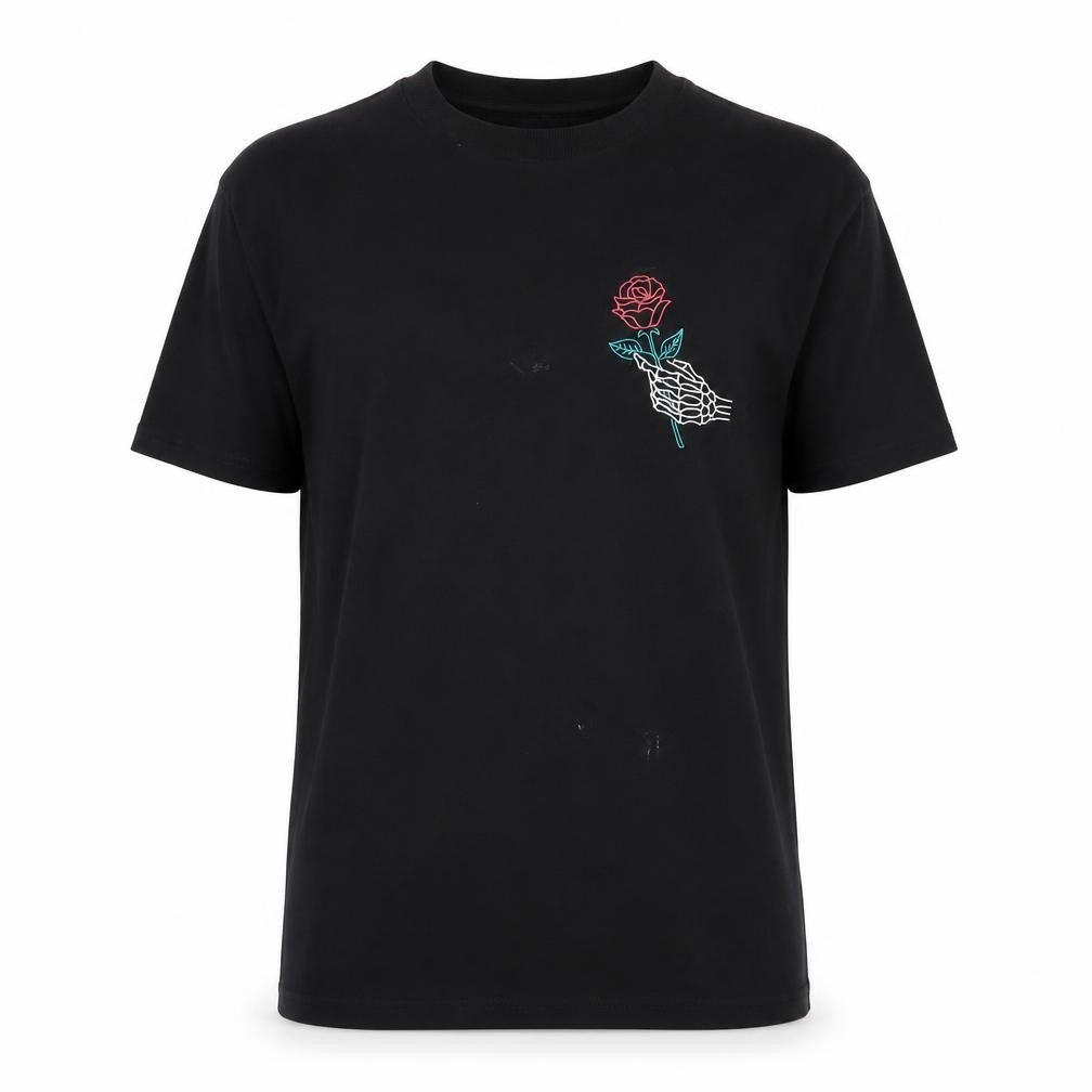 ASOS Black Embroidered Rose T-Shirt, Size S