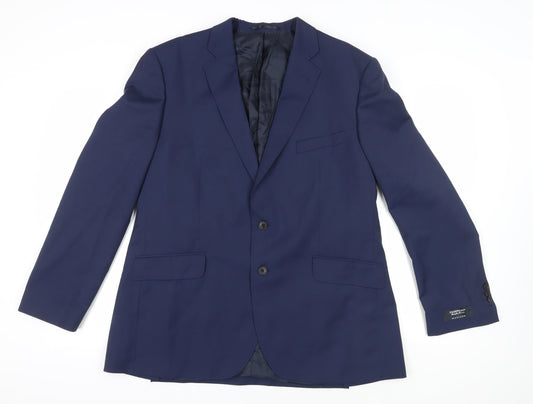 Jaeger Mens Navy Blue Wool Suit Jacket 46 Regular