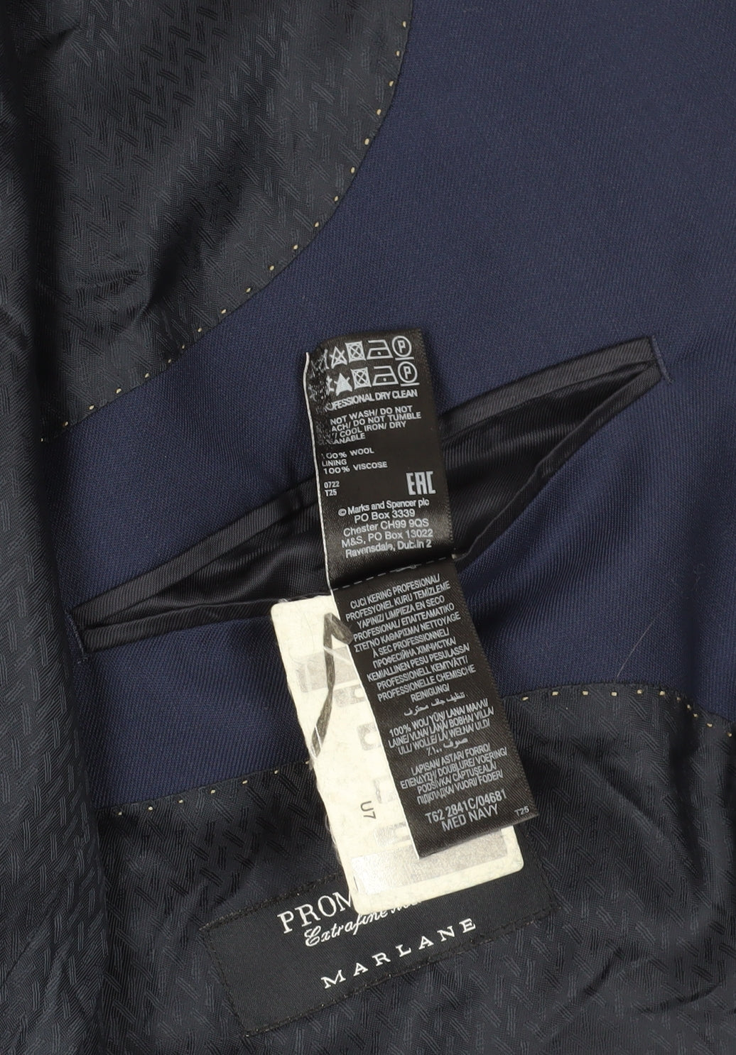 Jaeger Mens Navy Blue Wool Suit Jacket 46 Regular