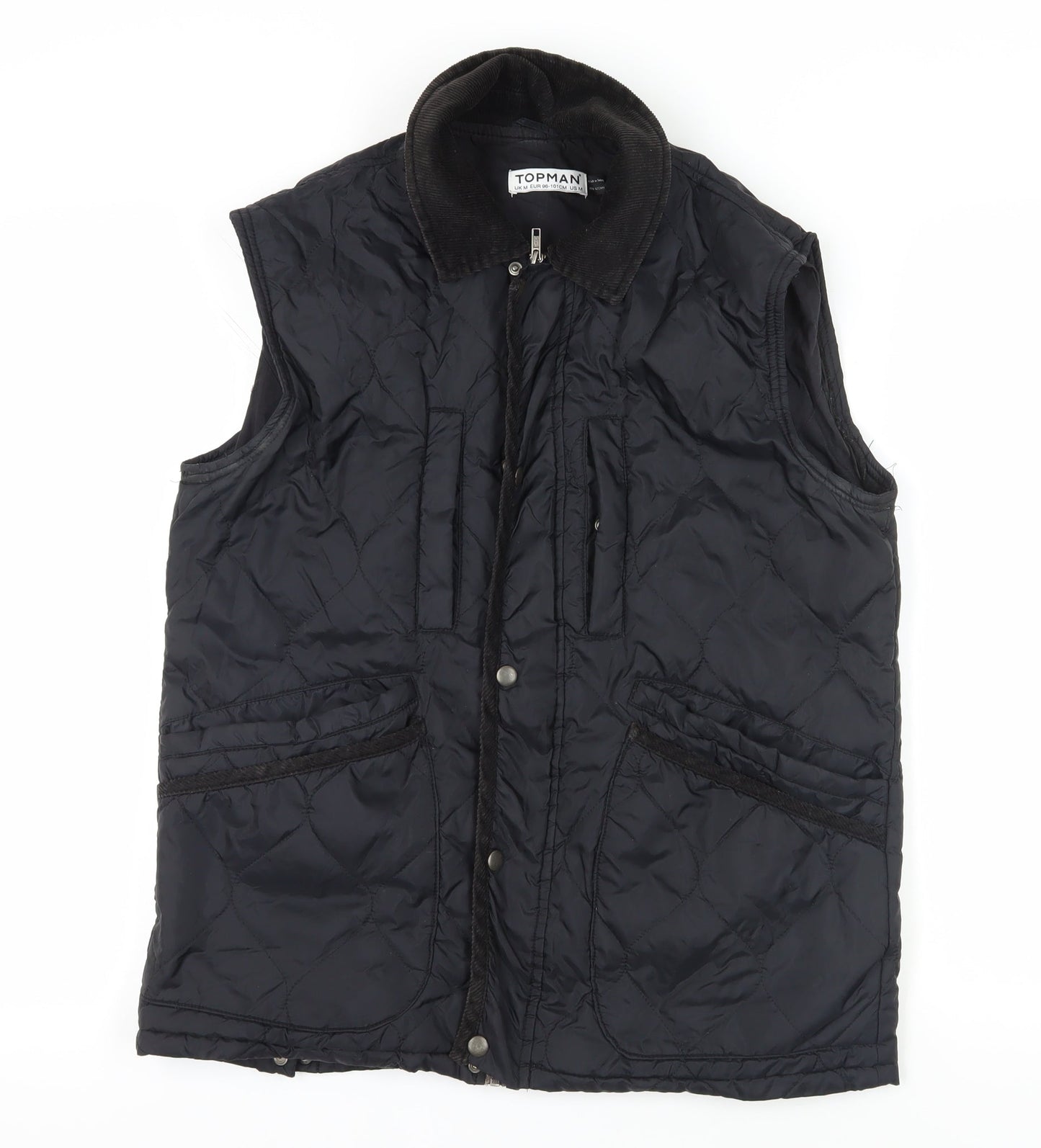 Topman Black Quilted Waistcoat M - Casual Classic Style