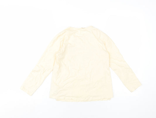 Zara Girls Ivory Cotton Basic T-Shirt Size 9-10 Years Round Neck Pullover - Reversible Sequins