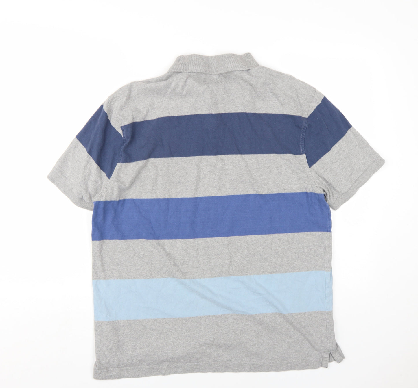 Howick Mens Blue Striped Cotton Button-Up Size L Collared Button