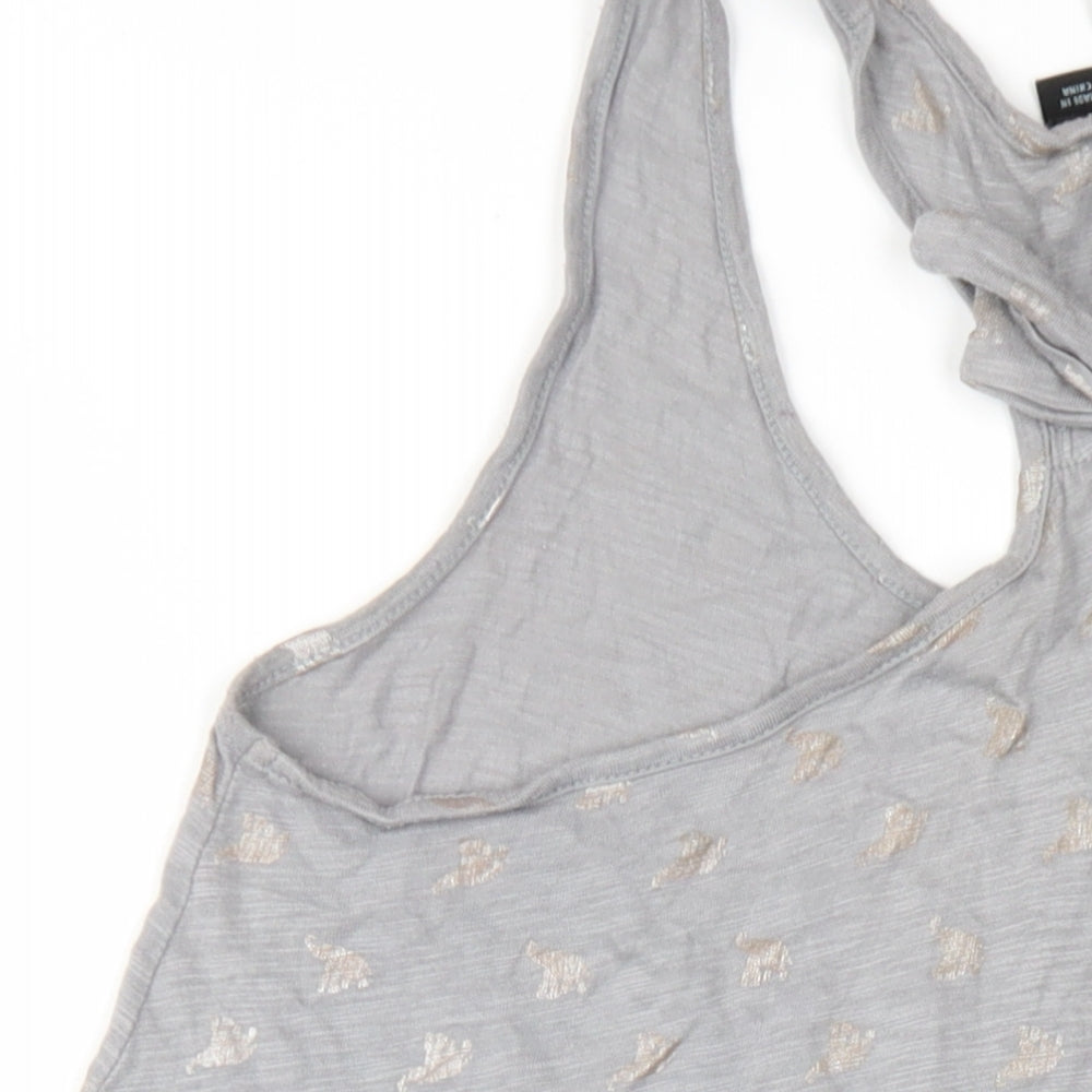 Cynthis Rowley Womens Grey Geometric Cotton Tank Dress Size M Scoop Neck Pullover