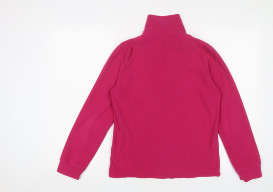 F.LLI Campagnolo Womens Pink Polyester Pullover Sweatshirt Size 12 Zip - Logo, Embroidered