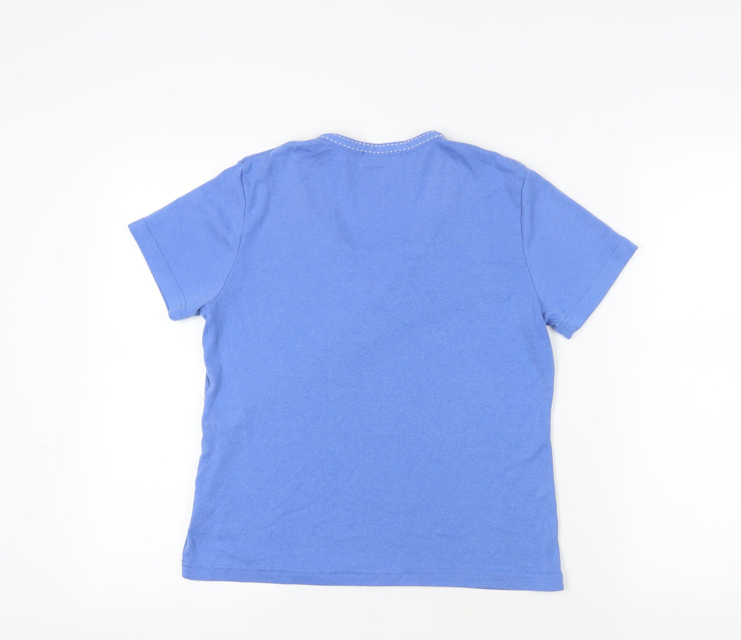 Fabrizio Blue Wrap V-Neck T-Shirt Large