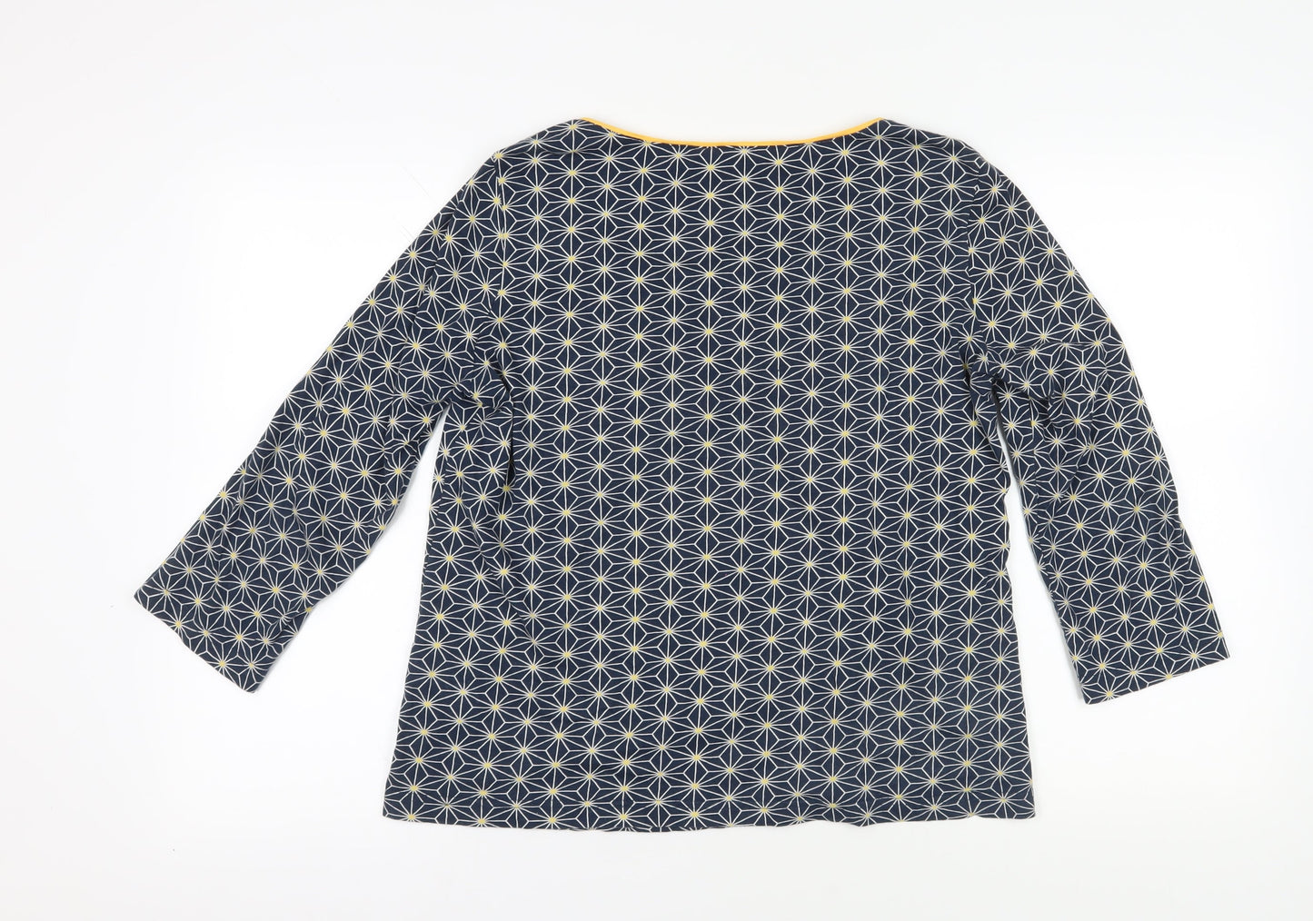 Nomads Blue Geometric Blouse, Size 14, Scoop Neck