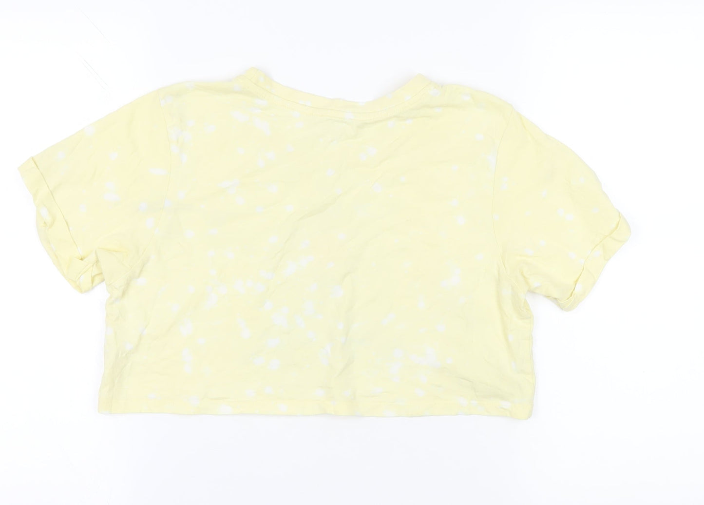 Messy Bun Yellow Cropped T-Shirt - Size S