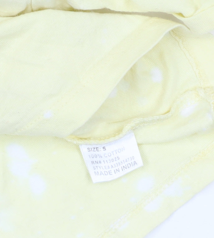 Messy Bun Yellow Cropped T-Shirt - Size S