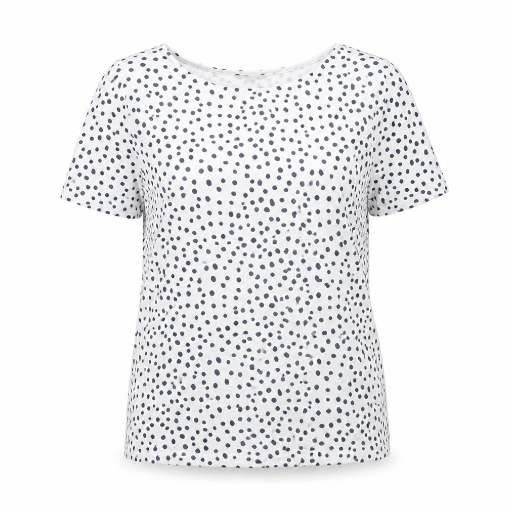 Bonmarché White Polka Dot T-Shirt Boat Neck Size 16