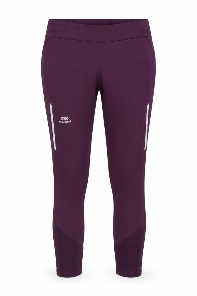 Front view of Kalenji Purple Compression Running Trousers, size 10