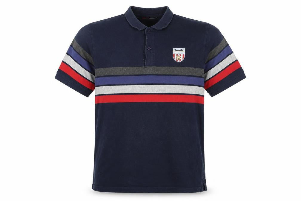 SAFCSTORE Blue Striped Polo Shirt L - Football Logo