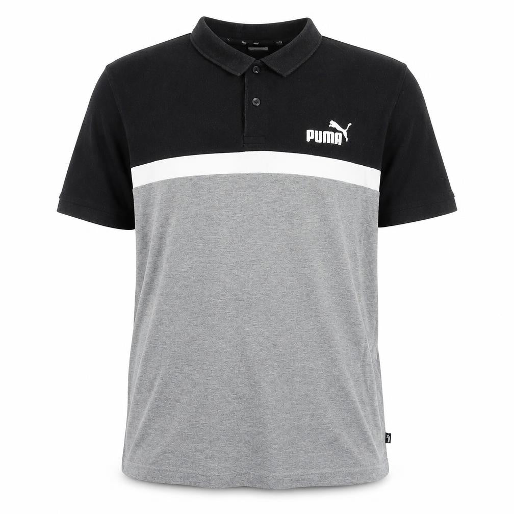 Puma Black Grey Colourblock Polo Shirt L