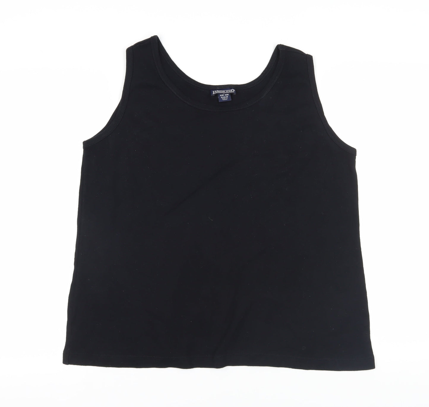 Lands' End Black Cotton Tank, Size 16 Plus, Casual Wear