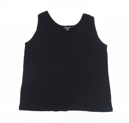 Lands' End Black Cotton Tank, Size 16 Plus, Casual Wear