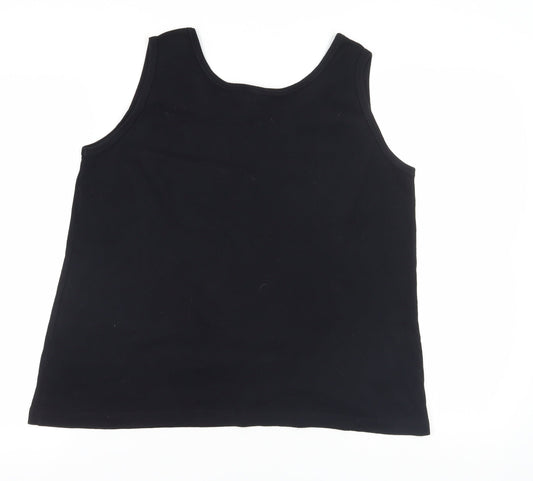 Lands' End Black Cotton Tank, Size 16 Plus, Casual Wear