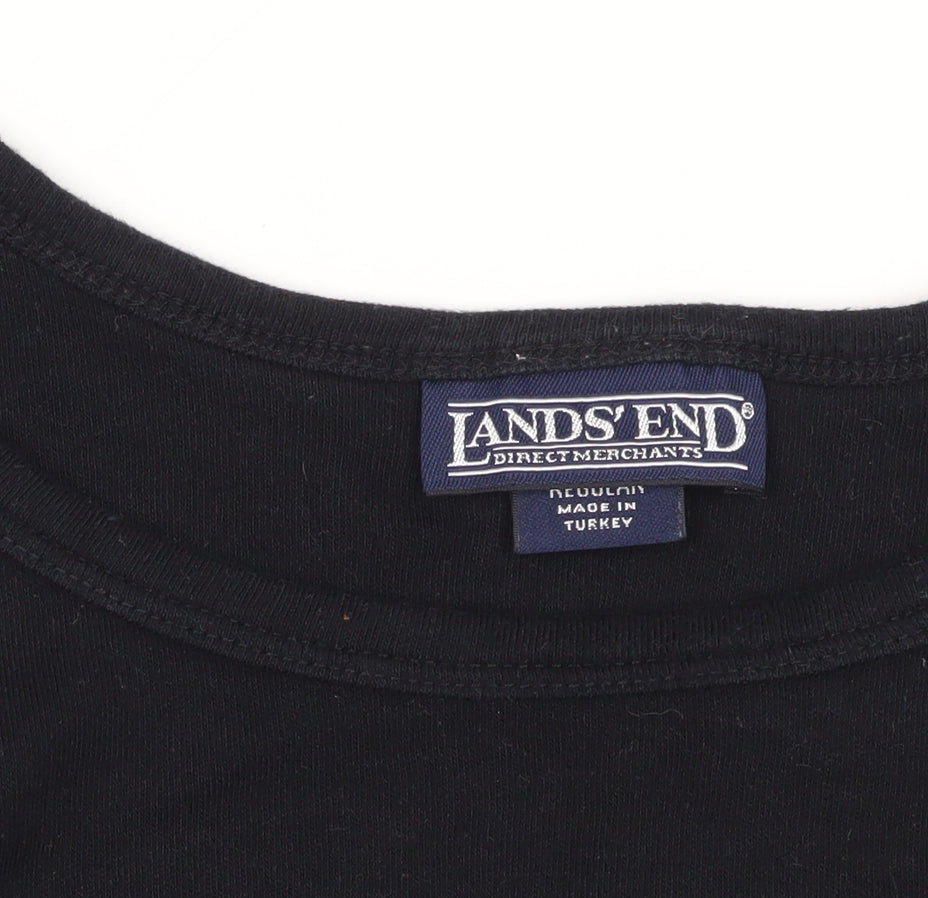 Lands' End Black Cotton Tank, Size 16 Plus, Casual Wear