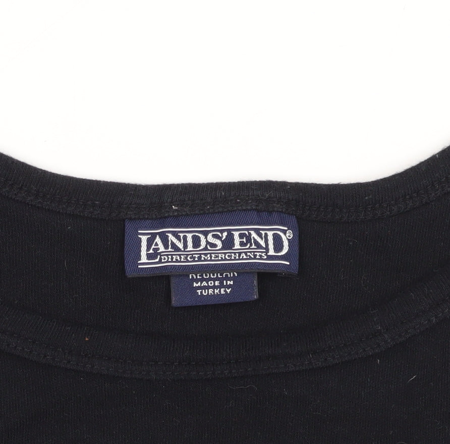 Lands' End Black Cotton Tank, Size 16 Plus, Casual Wear
