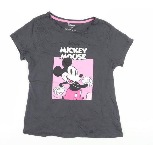 Disney Mickey Mouse Black T-Shirt, Size S, Casual Women’s Top