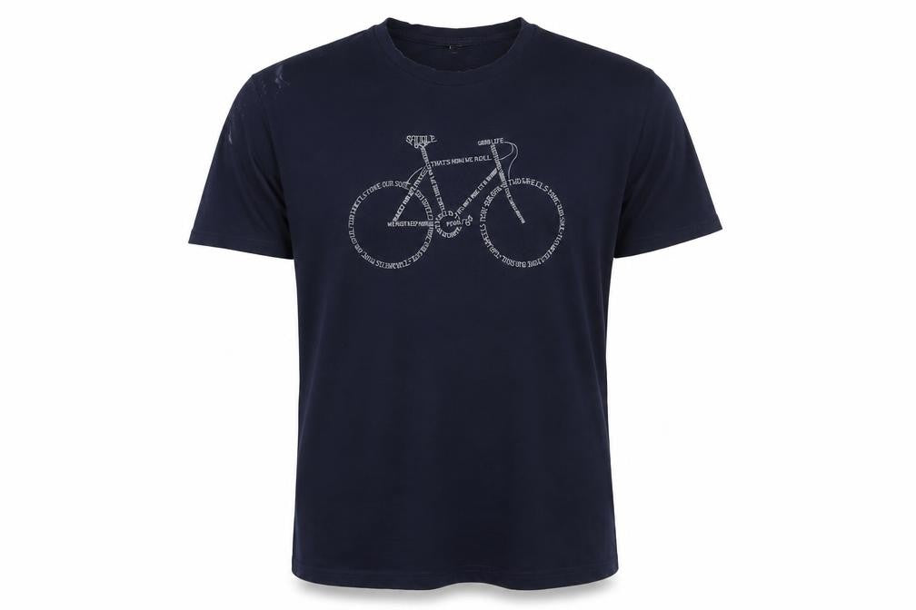 Front view of Greenbomb Blue XL Bicycle Graphic T-Shirt