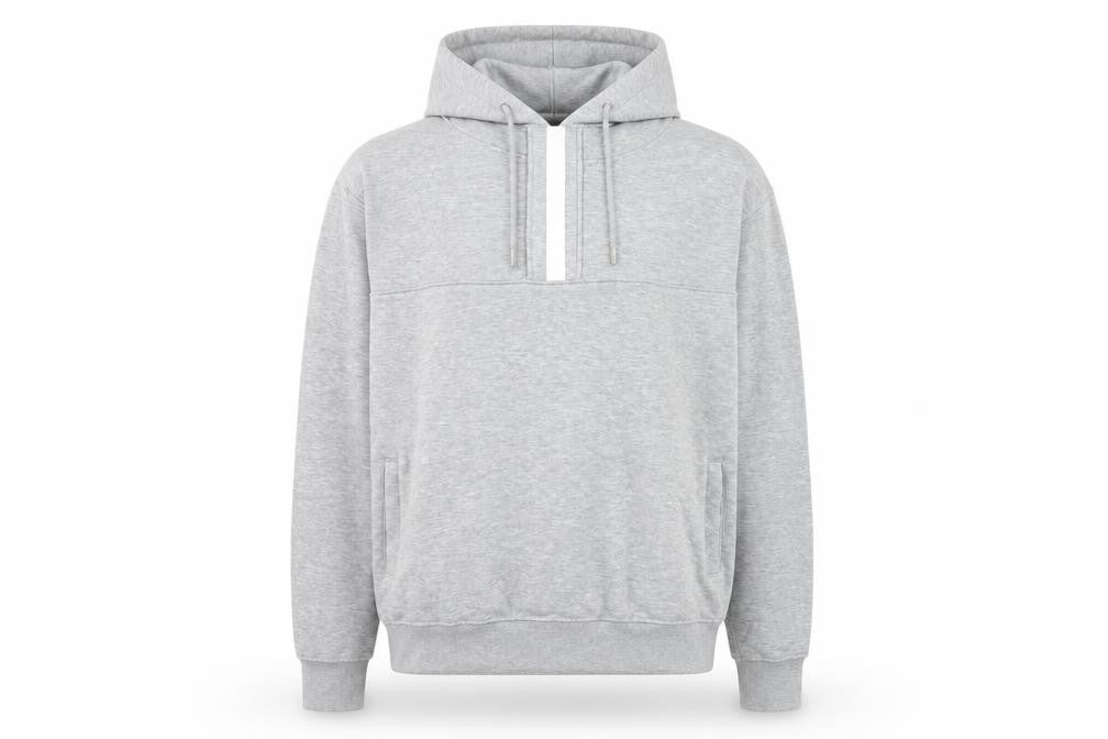 Front view of VOI Grey Hooded Pullover Hoodie -, size L