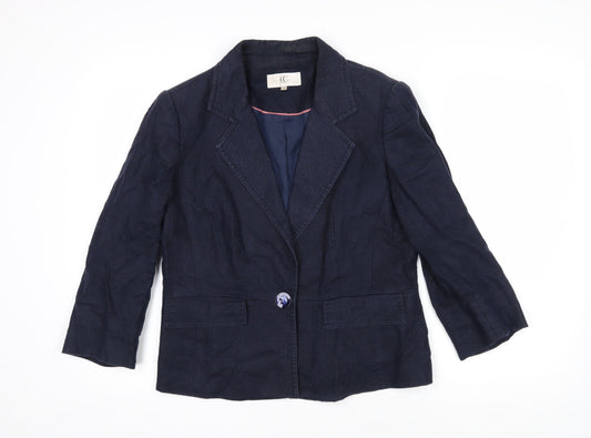 CC Womens Blue Jacket Blazer Size 12 Button