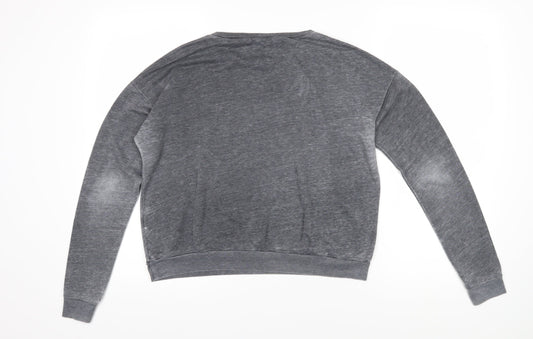 Pull&Bear Womens Grey Cotton Pullover Sweatshirt Size L Pullover - American Flag