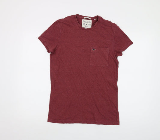Jack Wills Mens Red Cotton T-Shirt Size XS Crew Neck