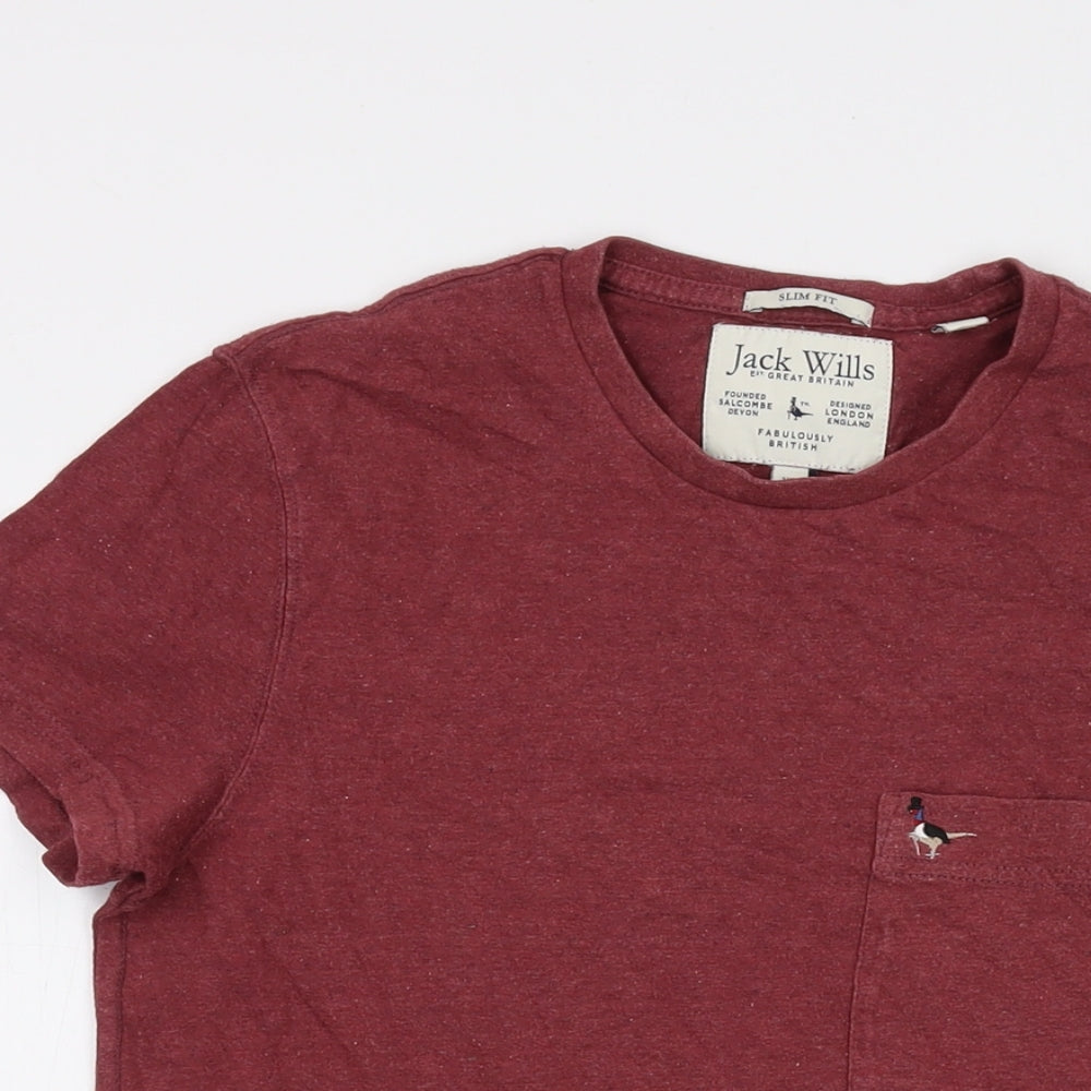 Jack Wills Mens Red Cotton T-Shirt Size XS Crew Neck