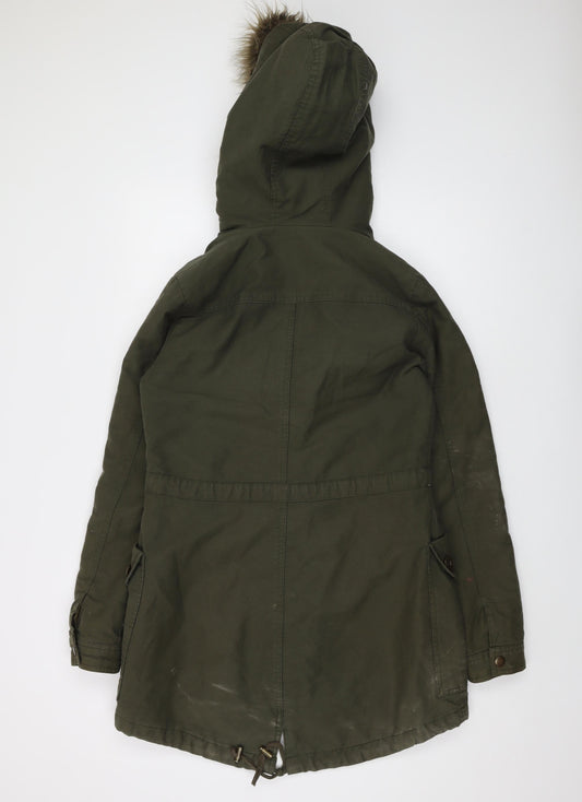 MODO Womens Green Parka Coat Size 6 Zip