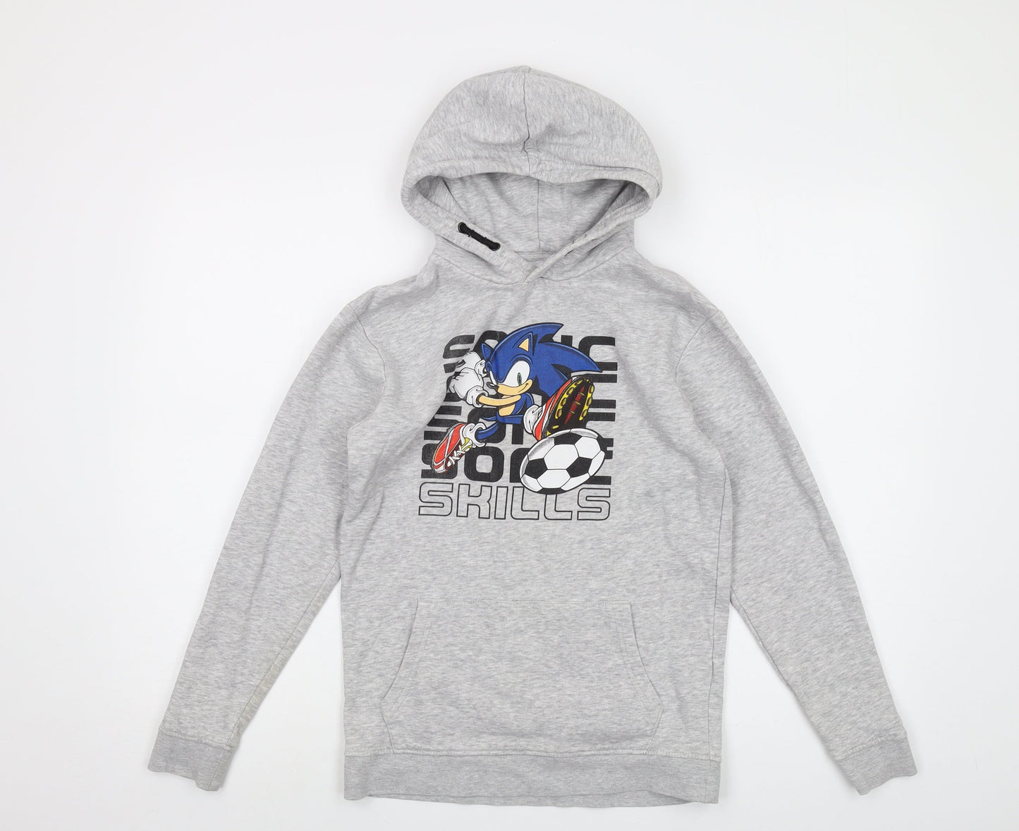 Sonic Boys Grey Cotton Pullover Hoodie Size 12-13 Years Pullover