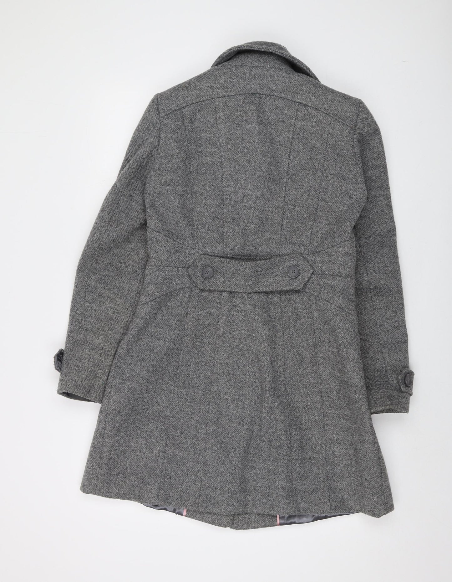 Oasis Womens Grey Overcoat Coat Size S Button