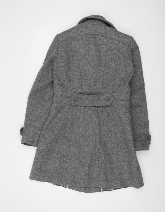 Oasis Womens Grey Overcoat Coat Size S Button