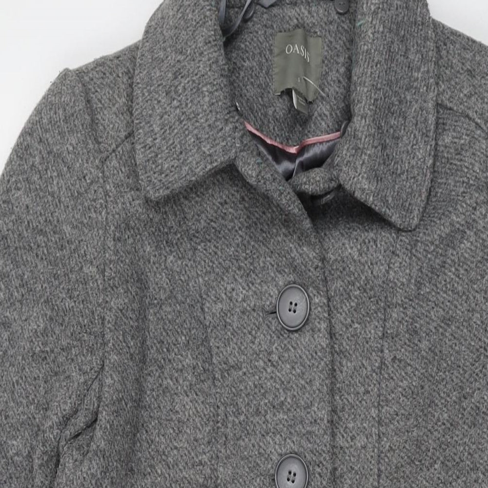 Oasis Womens Grey Overcoat Coat Size S Button