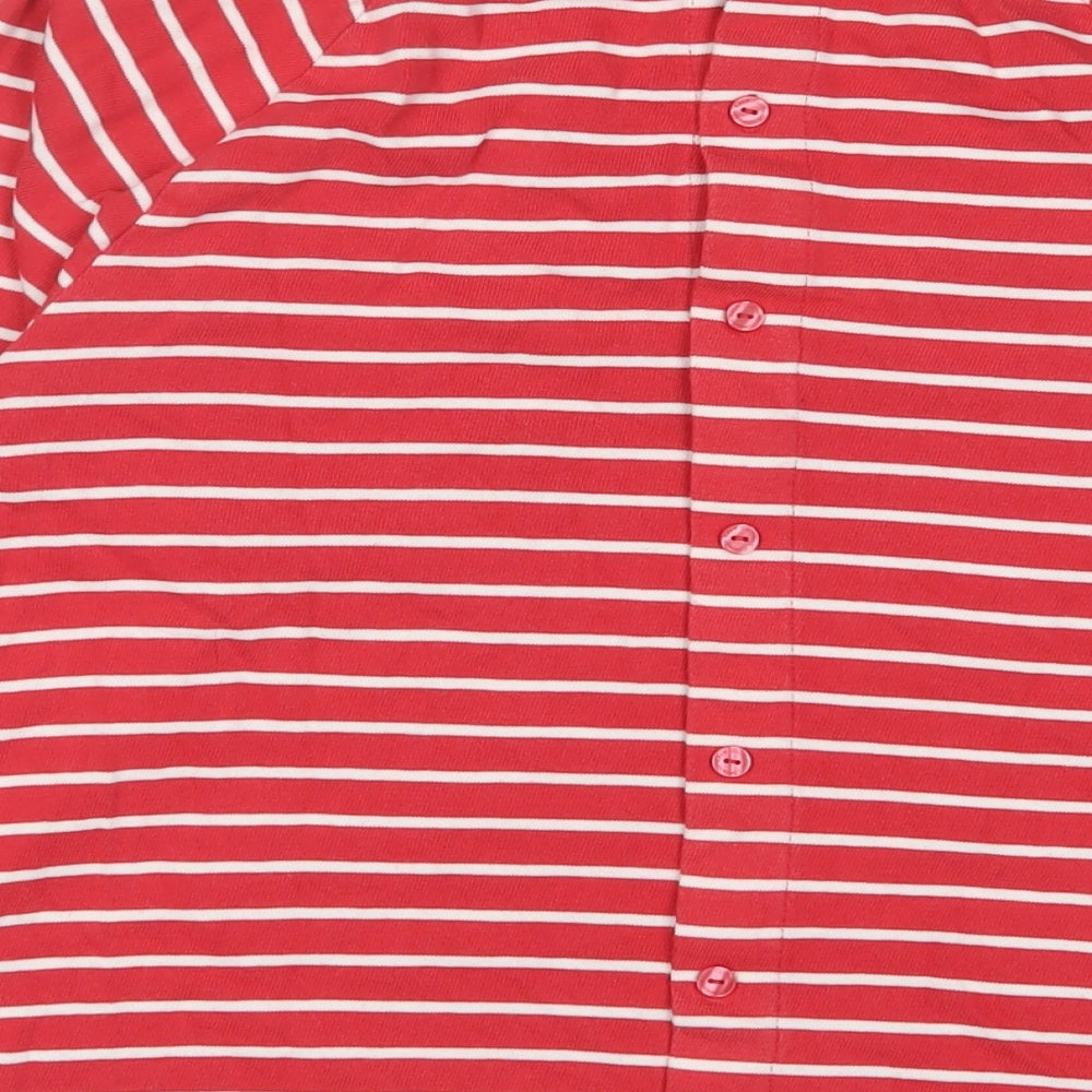 Crew Clothing Womens Red Striped Cotton Basic T-Shirt Size 10 Boat Neck - Logo, Embroidered