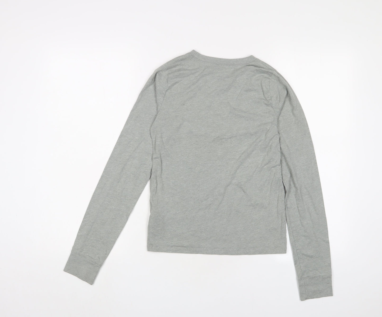 Hollister Womens Grey Cotton Basic T-Shirt Size XS Crew Neck - Logo, Embroidered