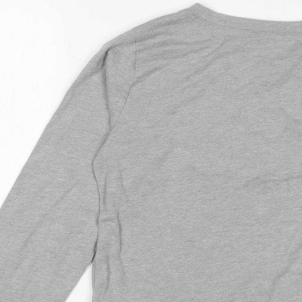 Hollister Womens Grey Cotton Basic T-Shirt Size XS Crew Neck - Logo, Embroidered