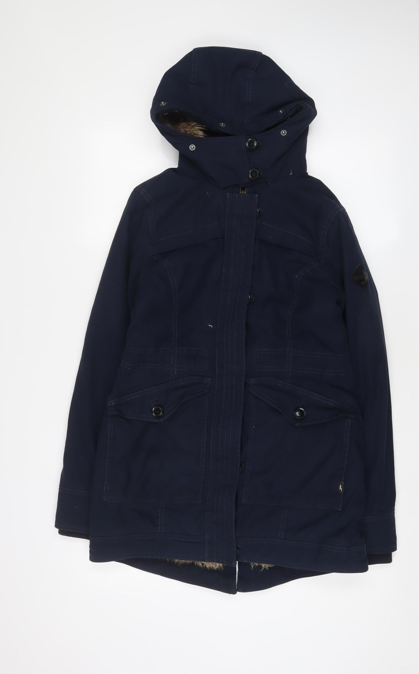 Hollister Womens Blue Jacket Coat Size XS Zip - Logo, Embroidered