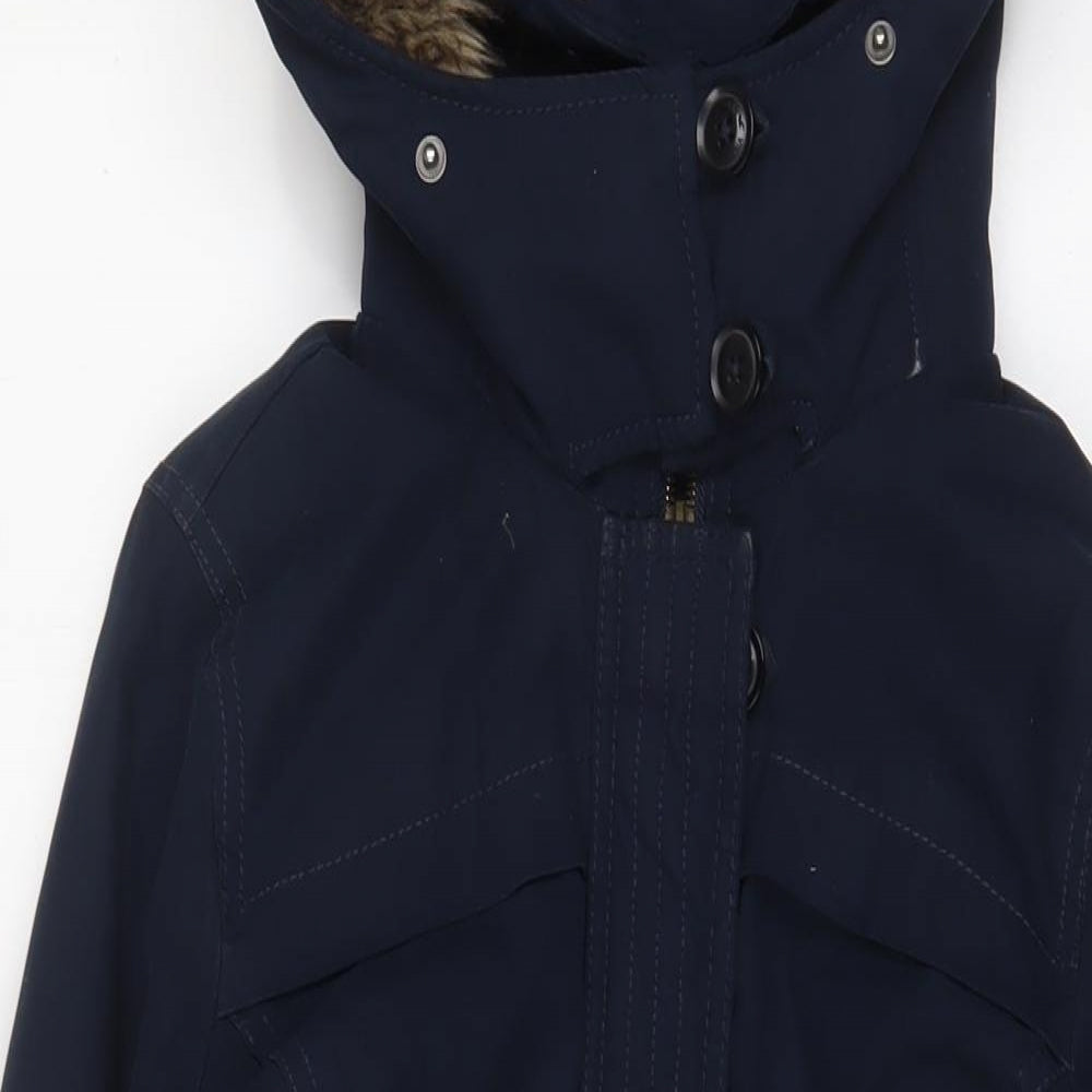 Hollister Womens Blue Jacket Coat Size XS Zip - Logo, Embroidered