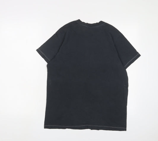 Levi's Mens Blue Cotton T-Shirt Size M Crew Neck - Logo, Embroidered