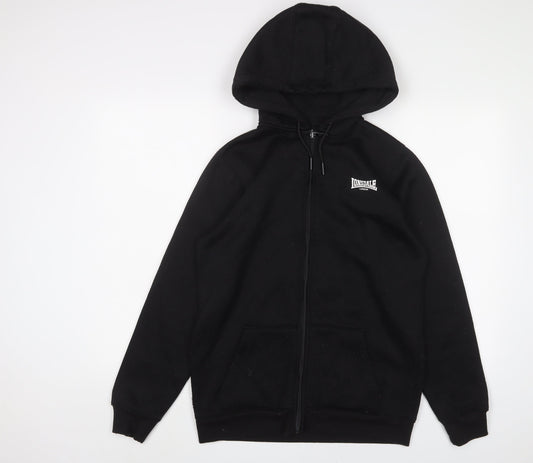 Lonsdale Mens Black Polyester Full Zip Hoodie Size S - Logo