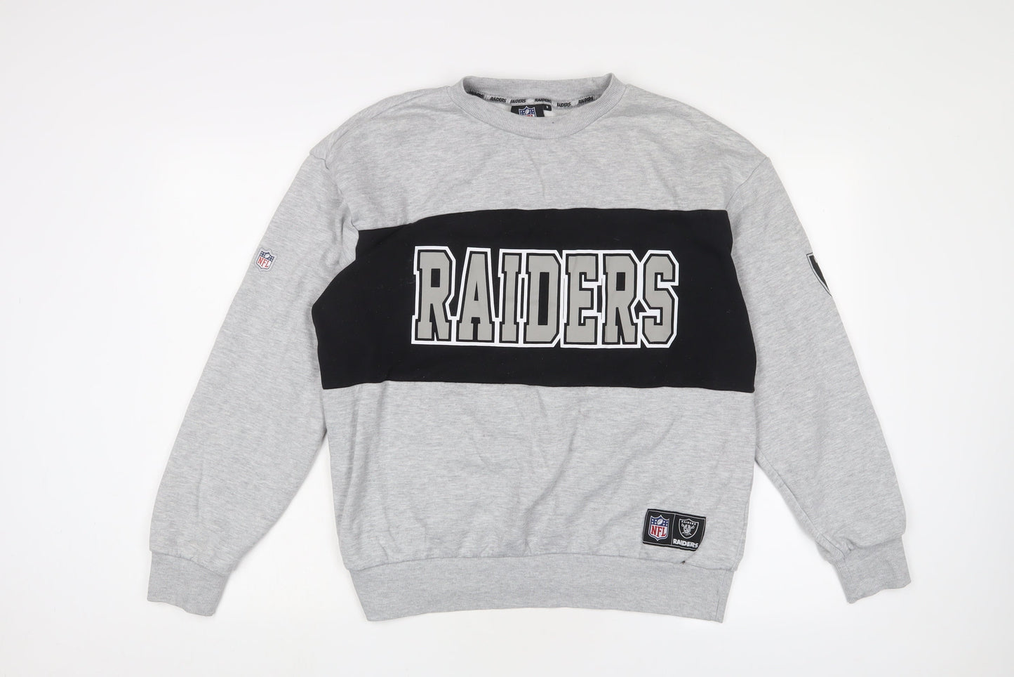 NFL Mens Grey Cotton Pullover Sweatshirt Size S - Raiders
