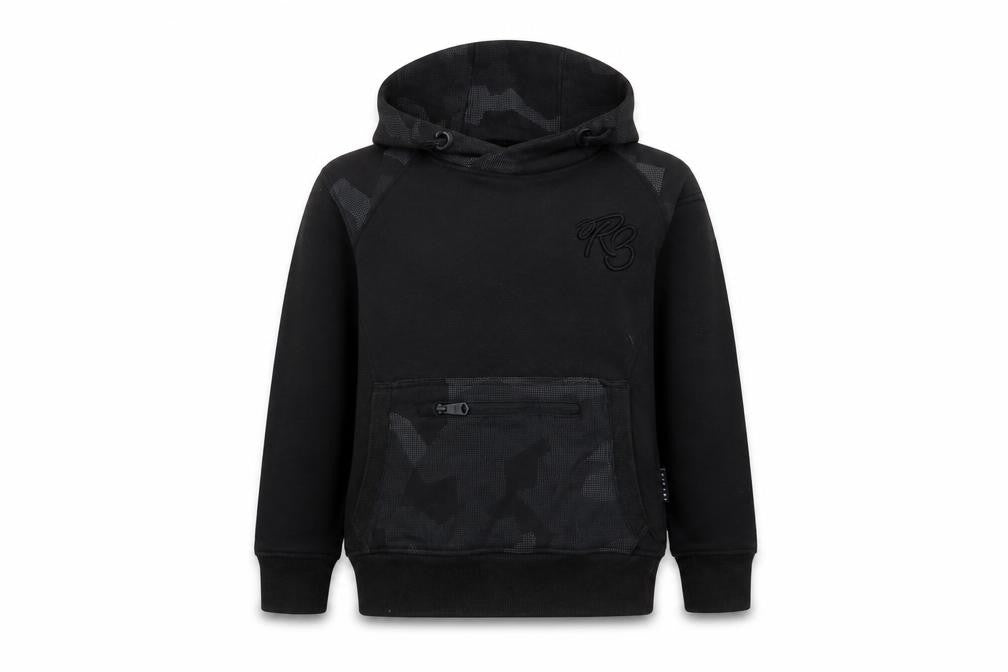 RipStop Boys Black Camouflage Cotton Pullover Hoodie Size 7-8 Years Pullover - Logo, Embroidered