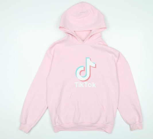 TIKTOK Womens Pink Cotton Pullover Hoodie Size S Pullover