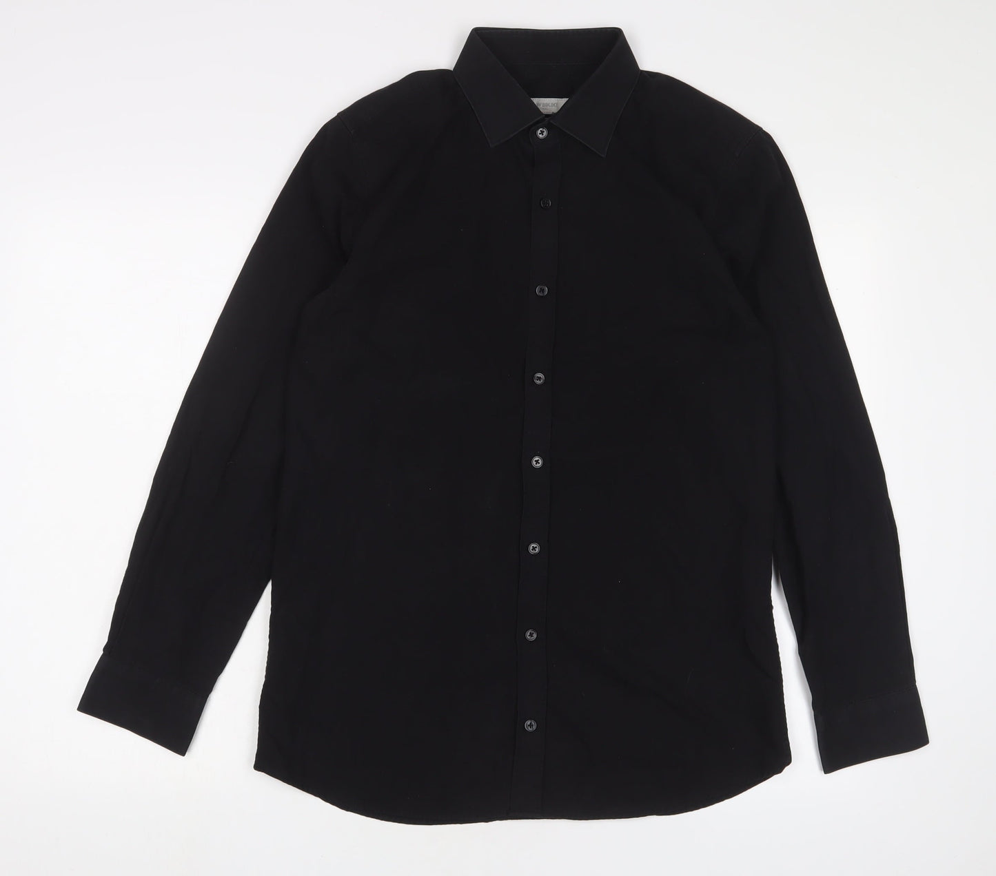 LC Waikiki Mens Black Cotton Button-Up Size M Collared Button