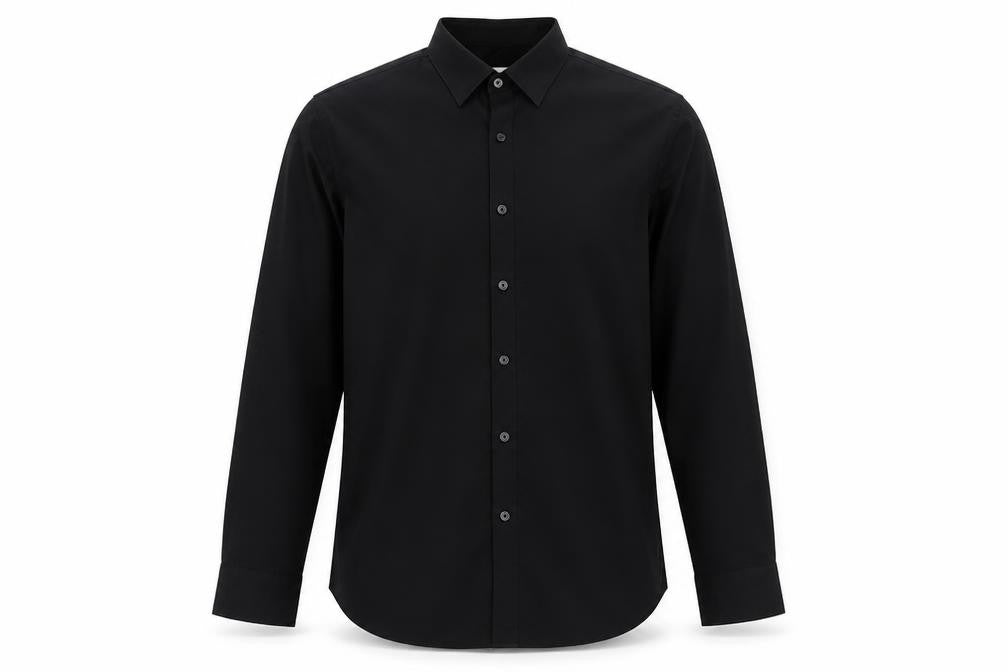 LC Waikiki Mens Black Cotton Button-Up Size M Collared Button