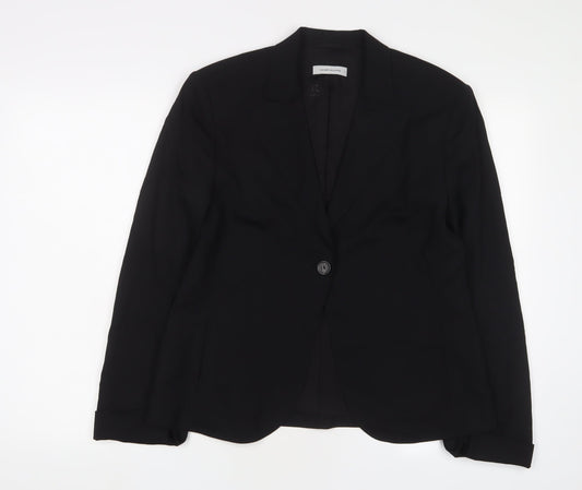 Rene Lezard Womens Black Jacket Blazer Size 12 Button