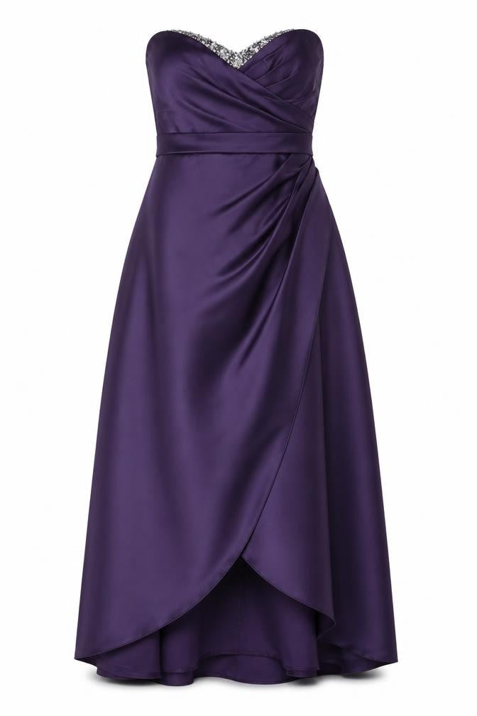 Alfred Angelo Womens Purple Polyester A-Line Size 14 Off the Shoulder Zip - Beaded
