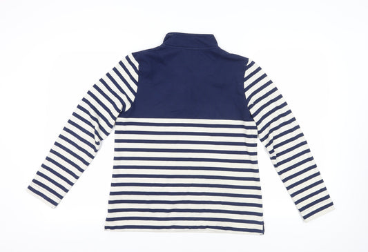 Cotton Traders Navy & White Striped Henley Sweatshirt Size 12